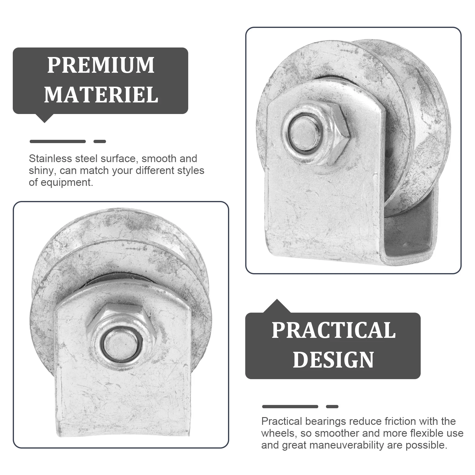 Gusseisenrollen, Schiebetür-Hardware, Räder, Schiene, Rillenläufer aus Edelstahl