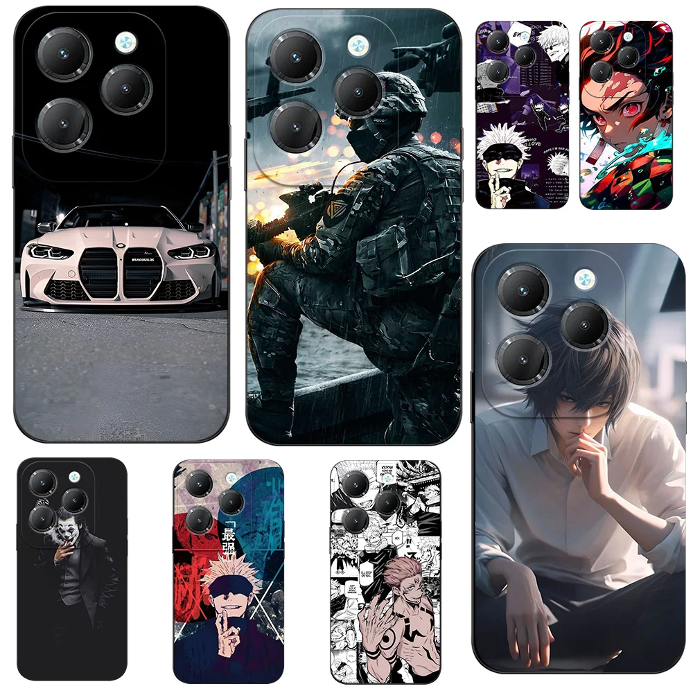 Case For infinix HOT 40 PRO 4G Silicon Phone Cover black tpu case girls anime cute