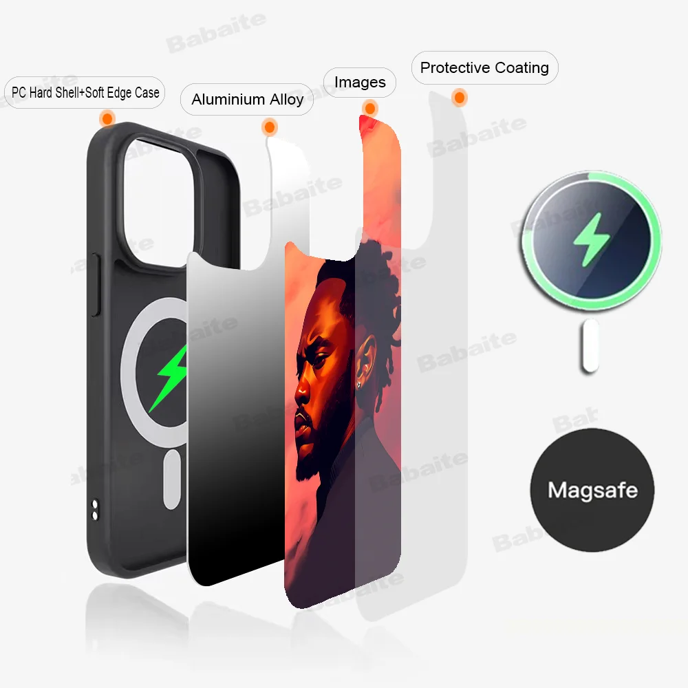 Rapper K-Kendrick L-Lamar Phone Case Magnetic Case For IPhone 16 14 13 12 11 15 Pro Max Plus For Magsafe Wireless Charge Cover