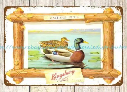 Kingsbury Pale Beer mallard duck metal tin sign office interior design