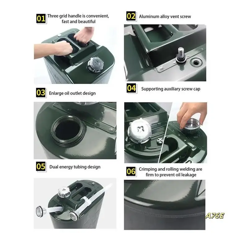 10L برميل يمكن الغاز الغيار الحاويات مكافحة ساكنة يمكن مربع الوقود الحاويات مانعة للتسرب خزان محمول الوقود لوازم السيارات دائم