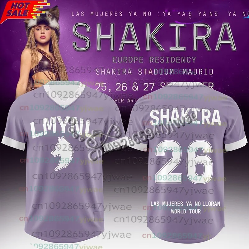 Shakira World Tour 26 T-Shirt Wolf LMYNL 2026 Kurzarm-T-Shirt, Geschenk für Popmusik-Fans, lockere Streetwear-Oberteile, T-Shirts für Erwachsene/Kinder – Detail 7