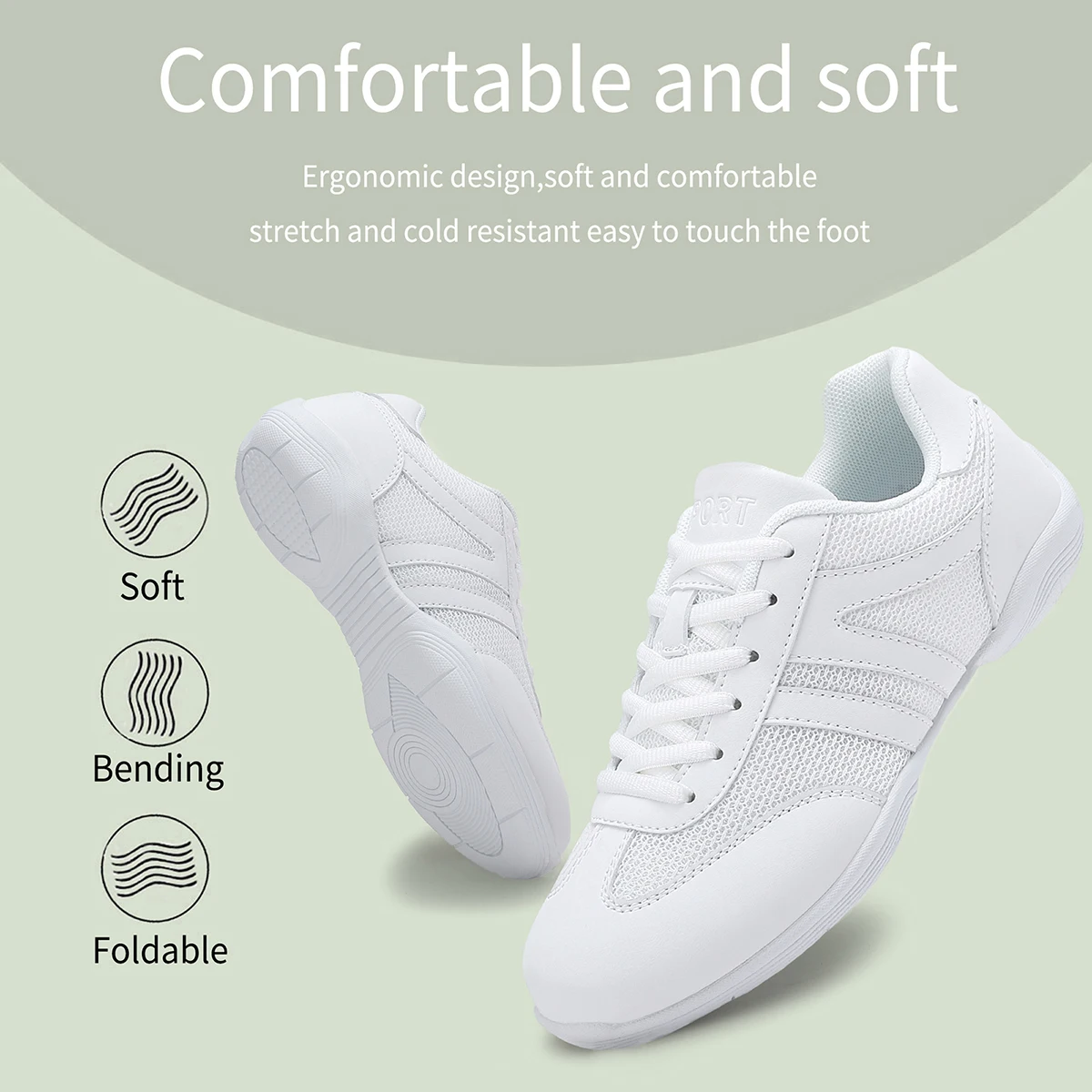 

Женские и мужские кроссовки для чирлидинга, белые, для соревнований, поддерживающие танцевальные кроссовки, удобные спортивные кроссовки для аэробики 2557