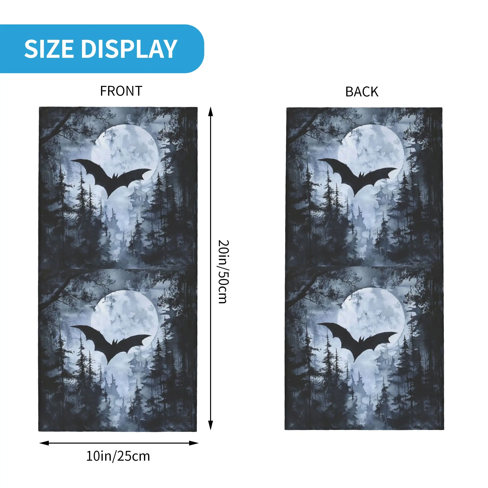 Bat and Moon Halloween Bandana Neck Cover Printed Mask Scarf Face Mask Running Unisex Adult All Season