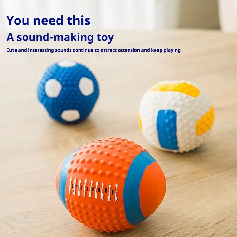 Dog Latex Sound-Making Toy - Durable Chew & Teething Relief, Boredom Buster, Olive Ball & Soccer Ball for Small Dogs & Teddy Tra