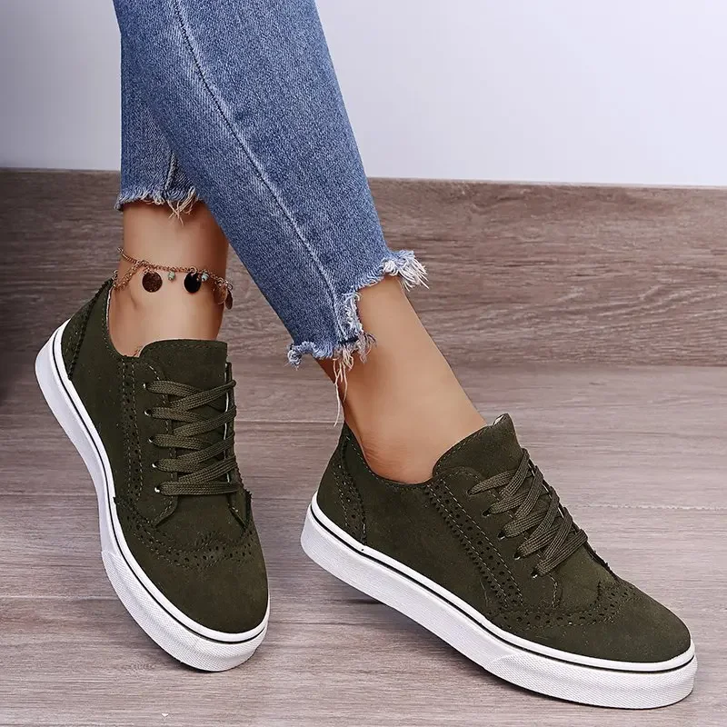 2024 nuove donne scarpe di tela piatte autunno Casual Sneaker per le donne moda Versatile Lace Up Walking scarpe da donna Zapatos De Mujer