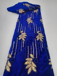 African Swiss Voile Lace 2025 High Quality Velvet Sequence Fabric Embroidery 3D Sequins Net Lace Fabric 5 Yards For Party Dress