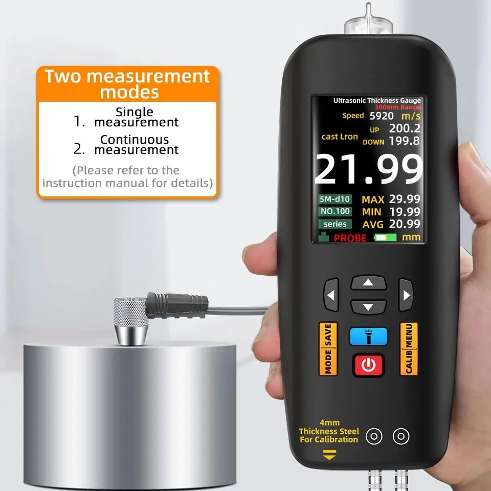 

BSIDE Ultrasonic Thickness Gauge Cermet High Precision Composite Tester 1-300mm 0.01mm Resolution Detector