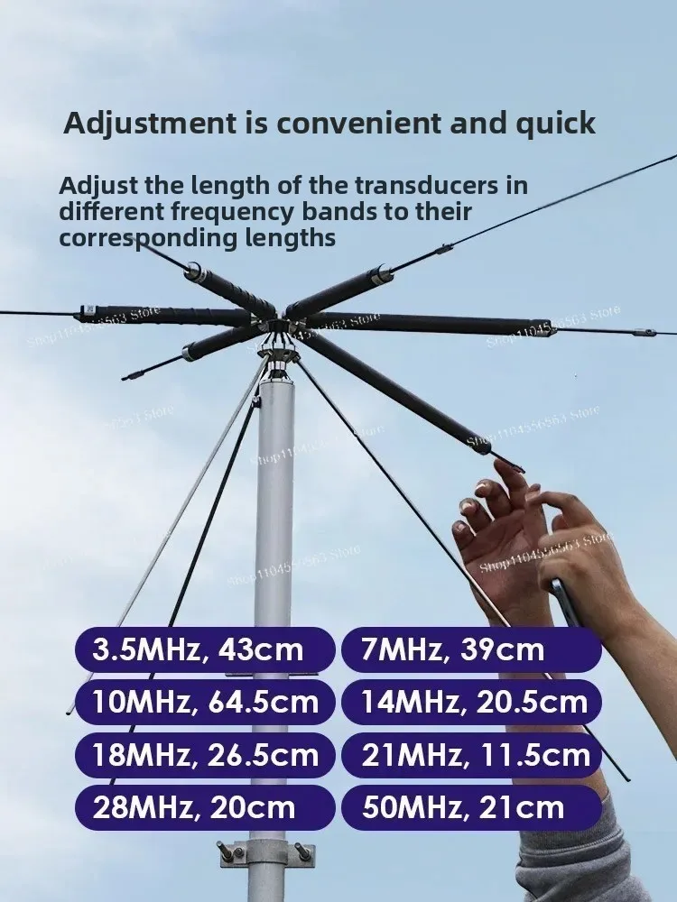 "هوائي ثنائي القطب HFC-6S HF - هوائي قاعدة متعدد الموجات بتردد 3.5-50 ميجاهرتز" #3