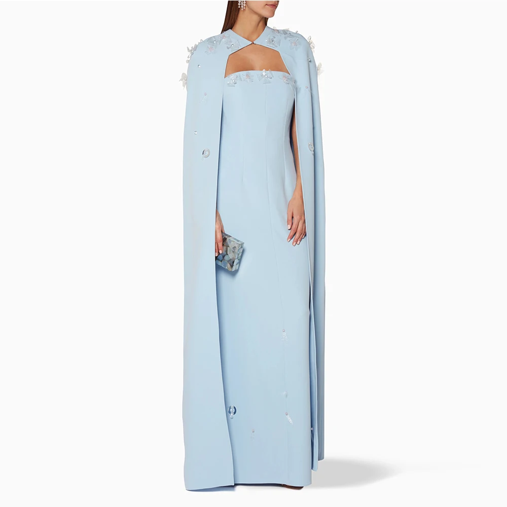 

Элегантное синее женское вечернее платье для свадьбы, торжественное платье-футляр для вечеринки, длинное платье для выпускного вечера, без рукавов, с бисером, в саудовском стиле