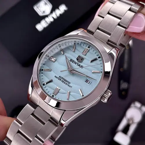 Imagen 2 del producto BENYAR 2024 arena diámetro 40MM gran oferta relojes mecánicos 316L acero inoxidable Simple 5Bar impermeable reloj de pulsera automático para hombres 