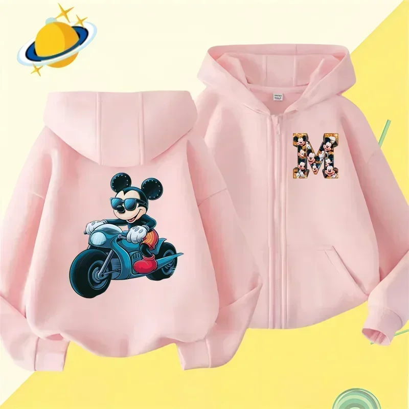 

Mickey Mouse zipper hoodie Boys Girls Sweatshirt Autumn and winter long sleeve Harajuku Jumper series sewn casual hoodie