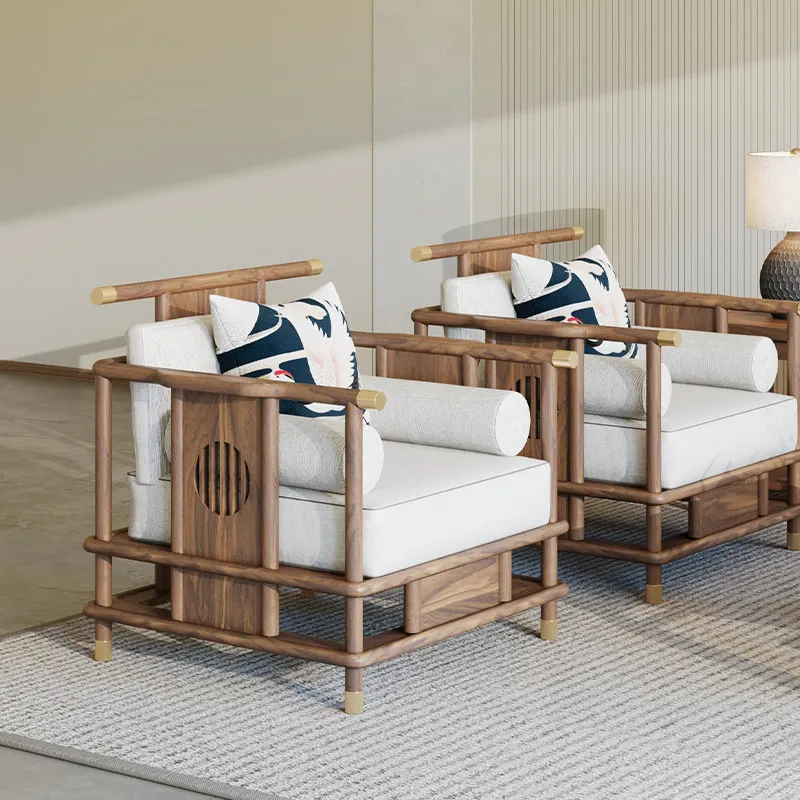 [Jingyun] New Chinese-style sofa North American black walnut Song-style aesthetic living room combination Song Dynasty Zen furni