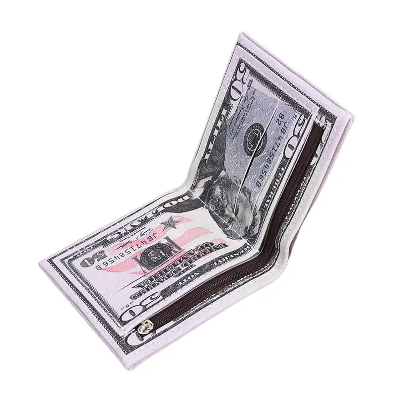 Men Money Canvas Wallets Credit ID Card Holder Bags Purses Currency Notes Pattern Insert Picture Cash Coin Dollars Euro Wallet