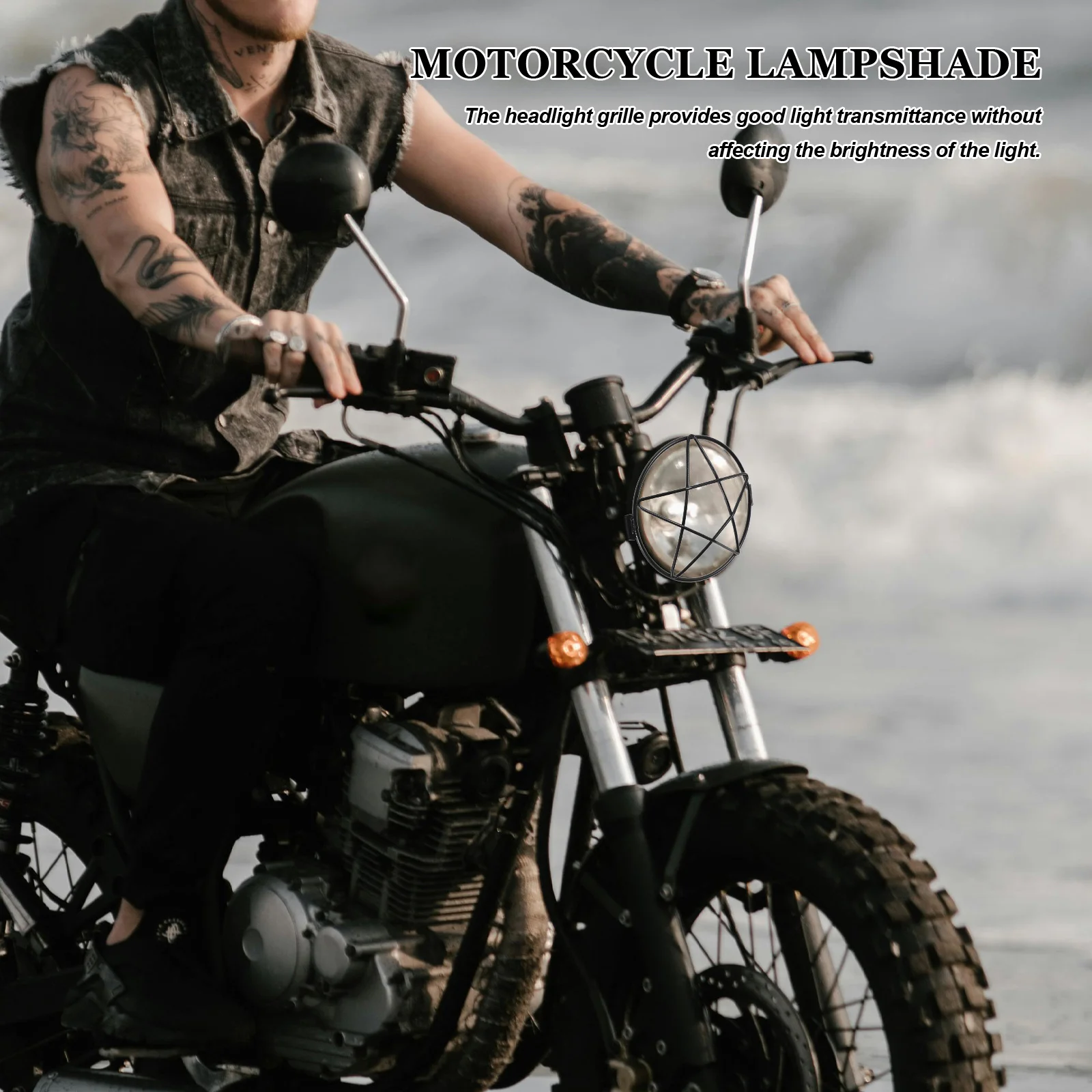 

Motorcycle Headlight Protector Guard Vintage Design Mesh Cover Protection Brightness Compatibility Headlight Grill Cover