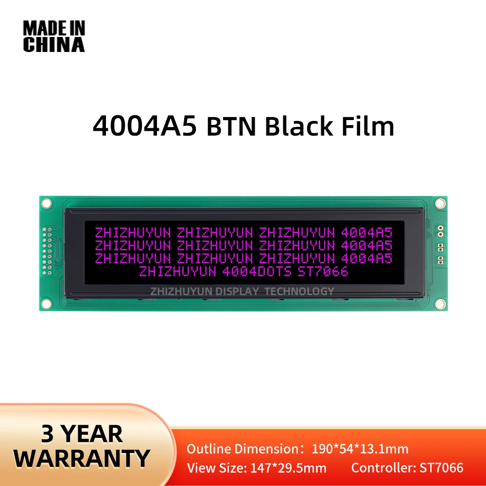 BTN 블랙 필름 퍼플 텍스트 LCD 화면, 4004 문자 LCD 모듈, 사용자 정의 지지대, 40X4, 4004A5