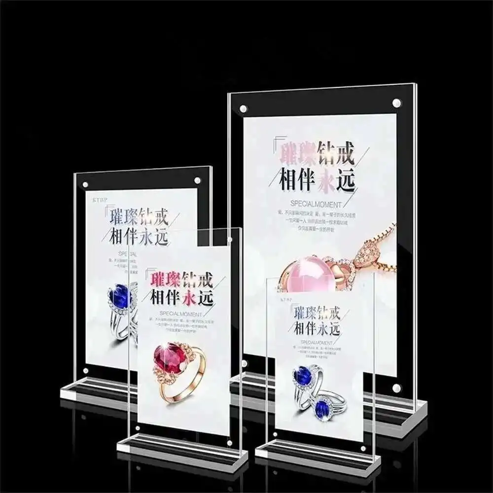 1 Pcs A6 Magnetic Acrylic Sign Holder Stand Place Picture Sign Frame Display Stand for Mobile Advertising Equipment