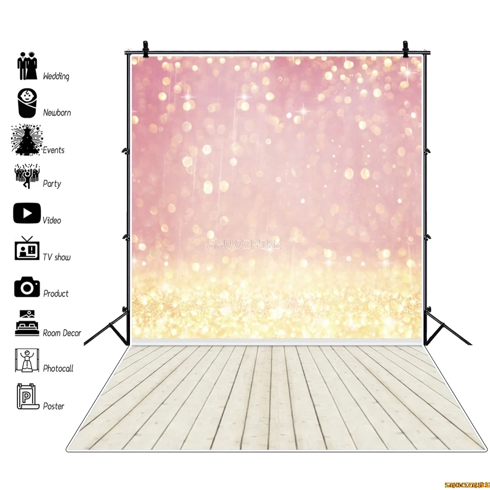 Fondo con manchas brillantes, luz dorada brillante, Navidad, Baby Shower, fiesta de cumpleaños, retrato, fondo de fotografía del Día de San Valentín