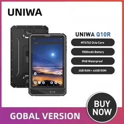 UNIWA Q10R 2 in 1 Smartphone NFC Tablet PC IP68 Waterproof 9500mAh 10.1 inchRugged Android 9.0 MT6762 Octa 4G LTE 64GB Tablet