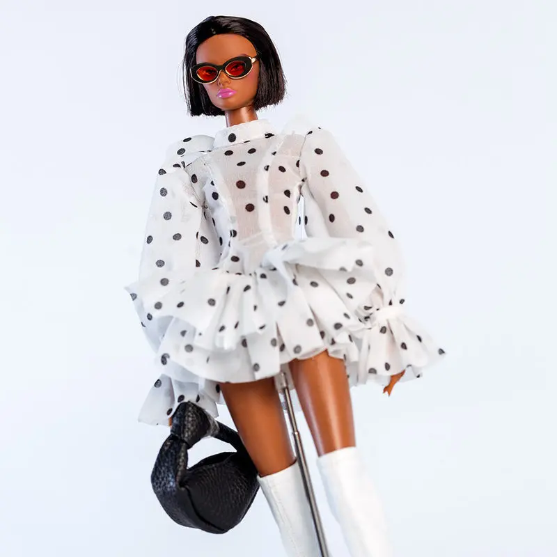 Conjunto de Ropa y Accesorios para Muñecas Supermodelo con Estampado de Lunares, Novedad 2025, para Niñas, Juego de Moda, Juguete Elegante