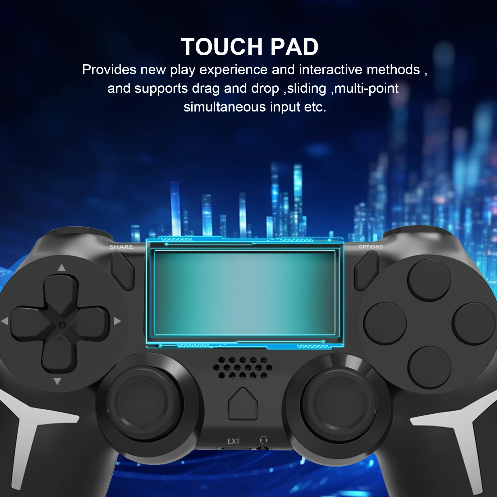 GAMINJA 6-axis Gyroscope Dual Vibration With touch pad Wireless Gamepad Bluetooth Controller For PS4 PS3 Console Computer PC