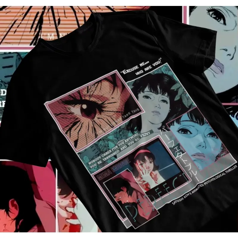 Tendencia verano 2025 Cosplay periférico perfecto camiseta azul regalo Horror Anime Manga perfecto azul Mima Kirigoe camiseta suave