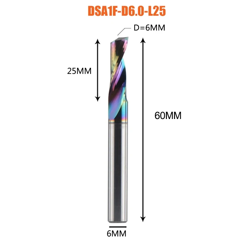 Dreanique 1 st DSA1F 1-10mm Enkele Fluit Vhm Legering Frees DLC Coating Frees voor aluminium
