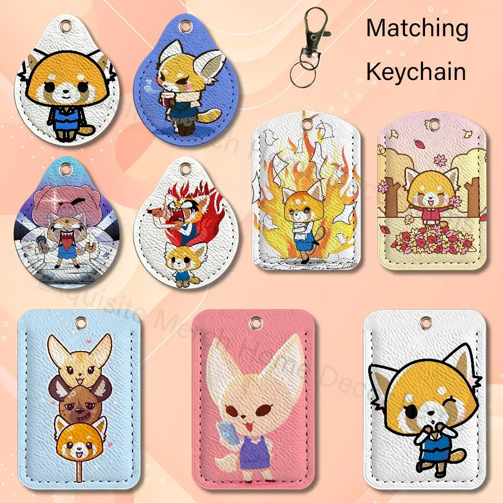Fur collar fox A-Aggretsukos-S Card Holder Keychain Key Air Tag Ring Door Lock Access Protective Case For Security Gift