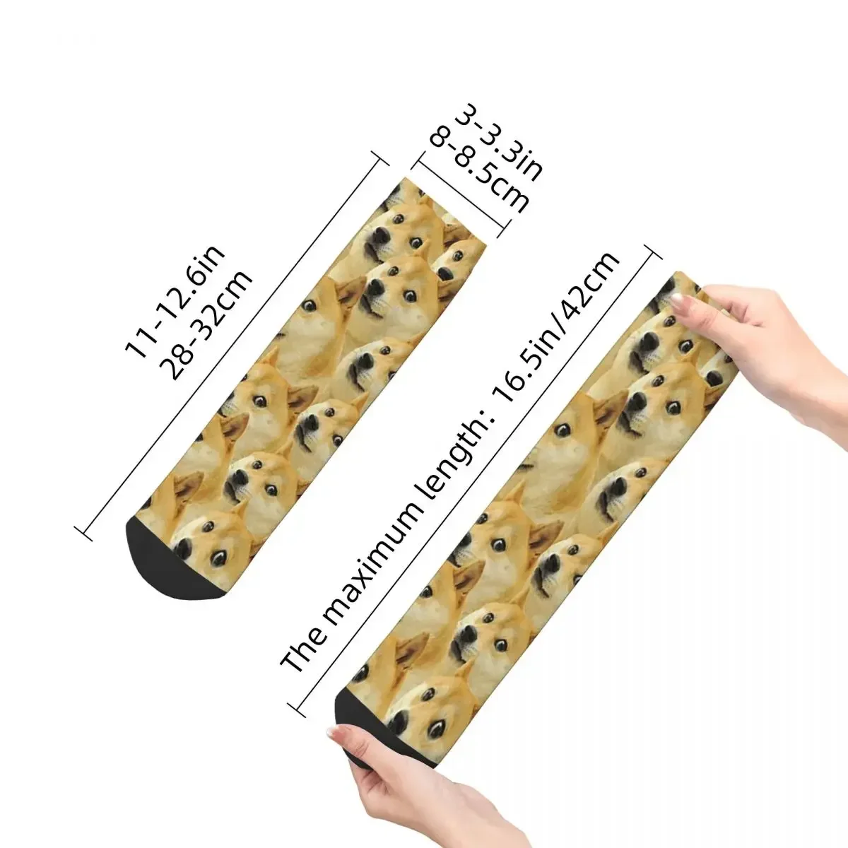 Doge Wow Pattern Shiba Inu Doggo Dog Meme Montage Socks Harajuku Sweat Absorbing Stockings All Season Socks for Man Woman