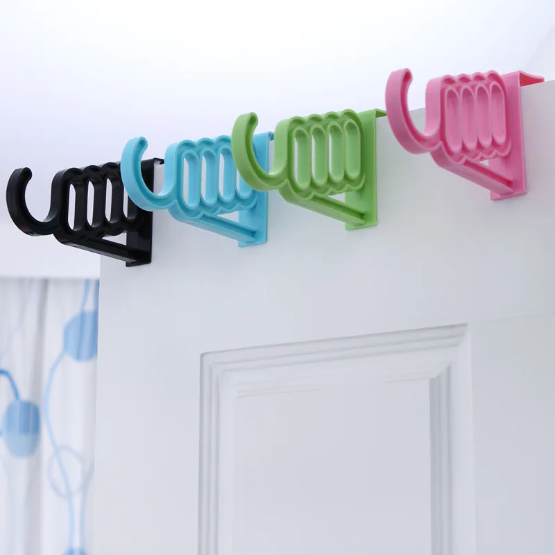 Multi-Function Home Accessories Clothes Hanger Drying Rack 5 Hole Suit Bathroom Door Plastic Organizer  Over The Door Hook