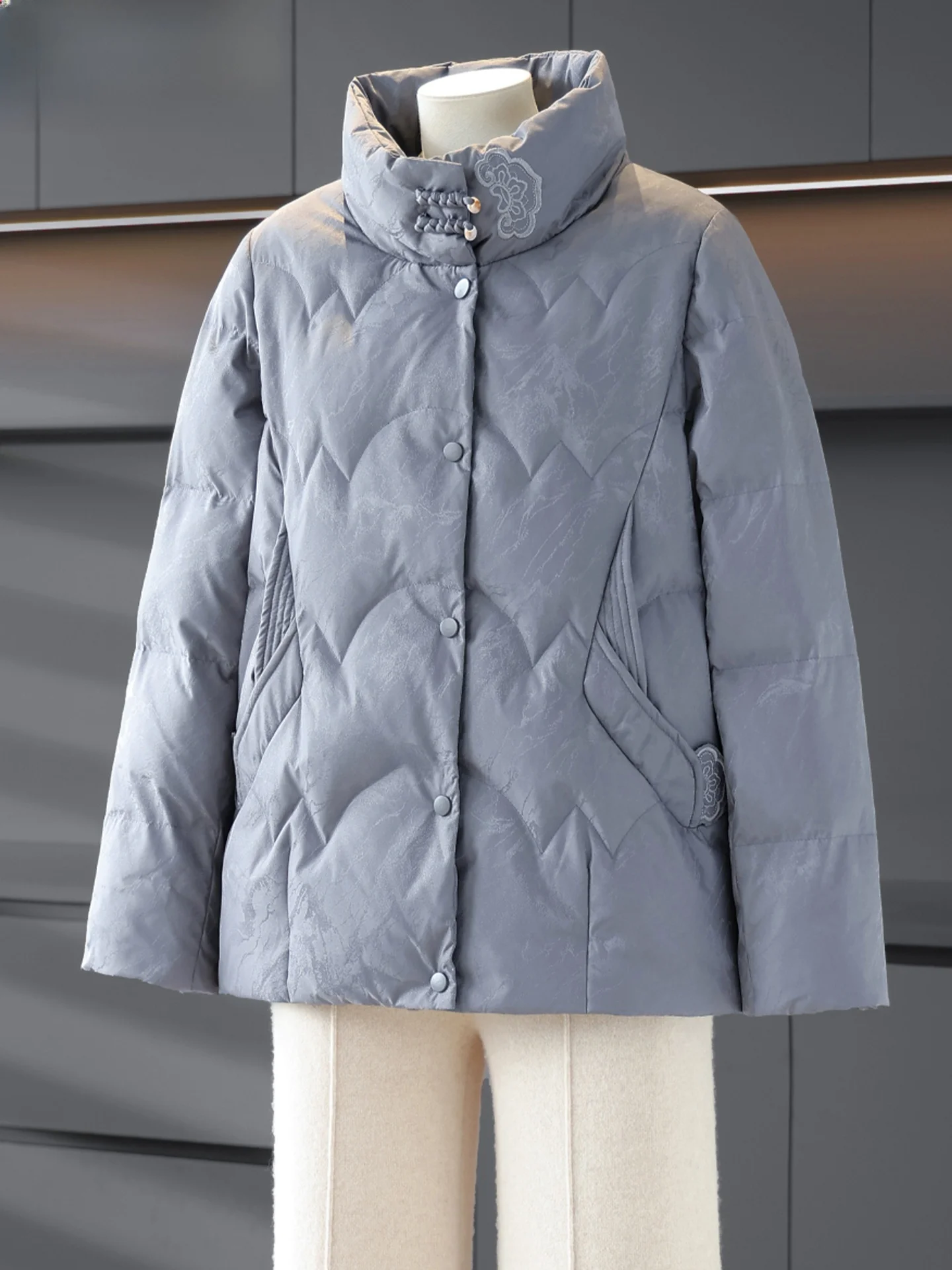 

Модная зимняя хлопковая куртка-пуховик для женщин, теплая утепленная куртка для мам среднего возраста из полиэфирного волокна на молнии