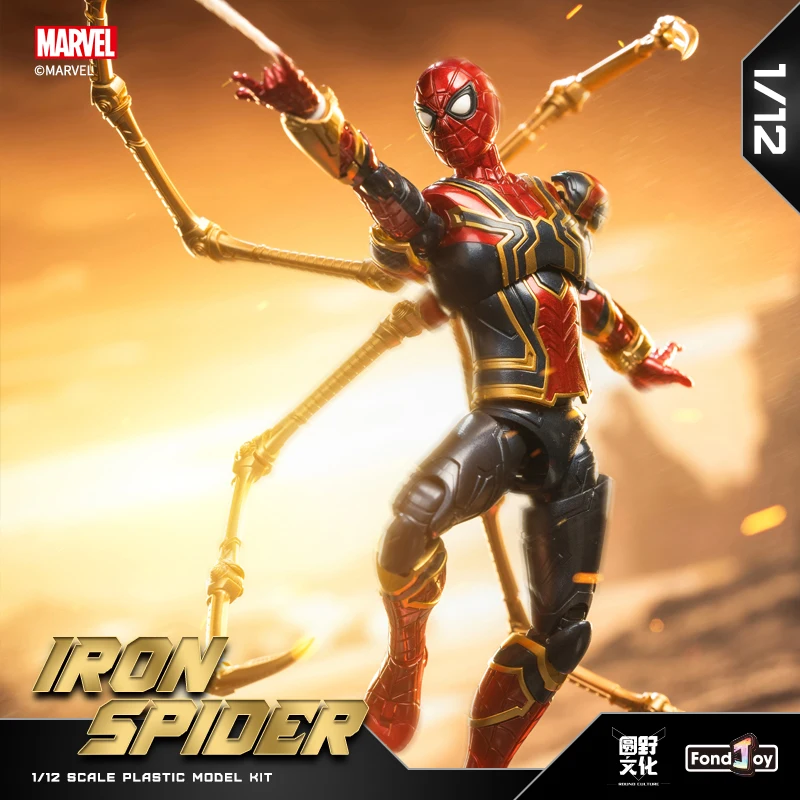 FondJoy – figurine originale Marvel, série d'assemblage 1/12 Iron Spider-Man, modèle d'assemblage, cadeau pour garçons, ornements de collection