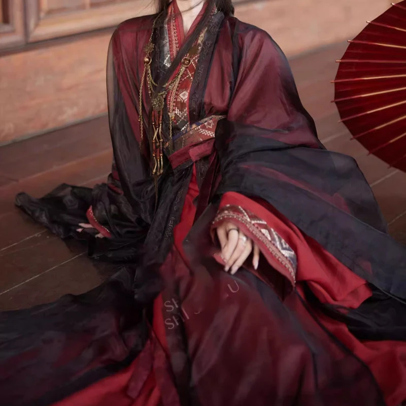 Vrouwen Cosplay Kostuum Oude Originele Hanfu vrouwen Wei Jin Oude Stijl Battle Robe Grote Vest Mulan Dezelfde Stijl Costume2025