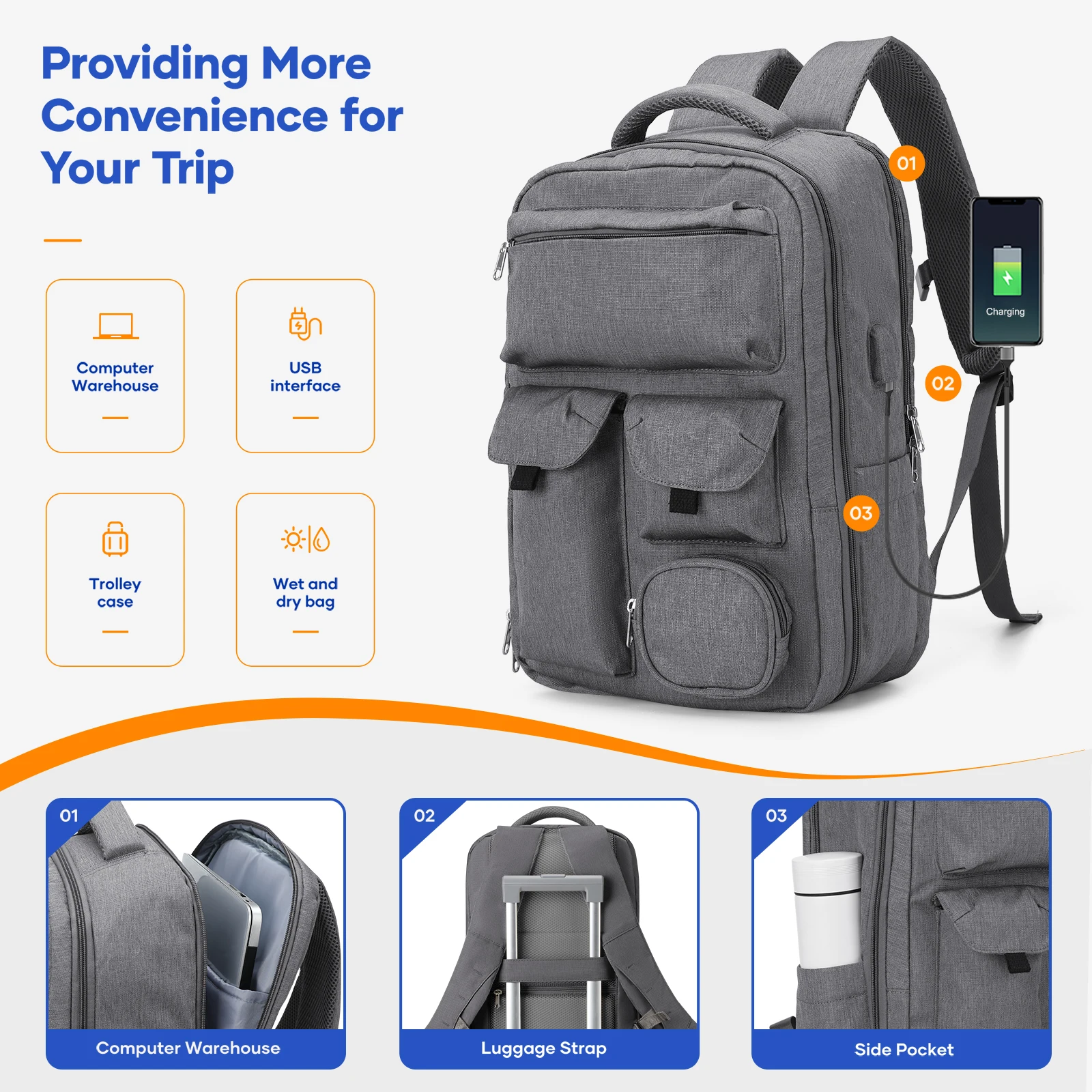 Men Backpack Cabin Bag Ryanair 40x20x25 Backpack Laptop Bag Large Capacity Travel Backpack for College Water Resistant Backpack