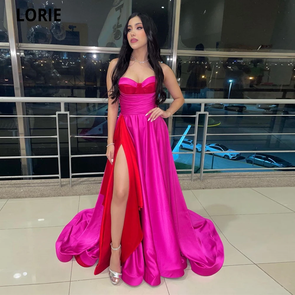 LORIE Elegant A-line Evening Dresses Long for Women Sweetheart Sleeveless Formal Party Gowns Sexy High Split Vestidos De Gala