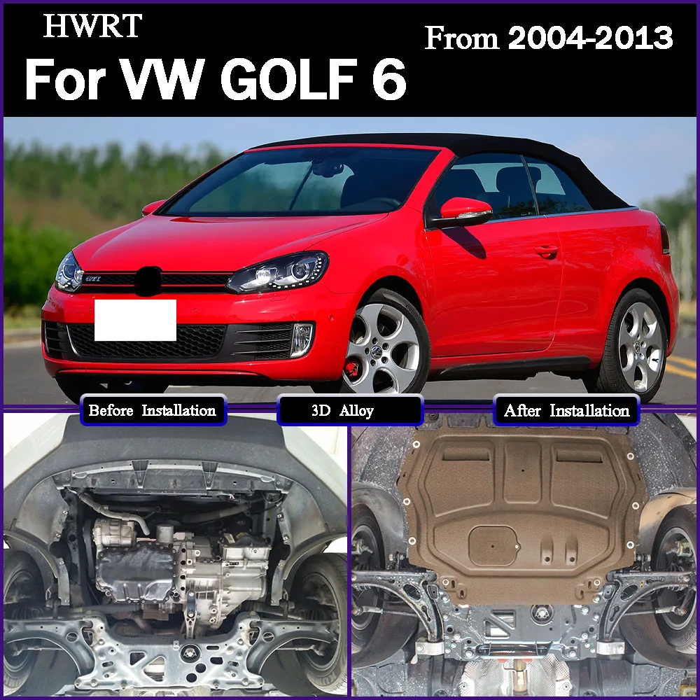 

Black Under Engine Guard Plate Splash Shield Mud Fender Cover For VW GOLF 6 2004-2013 1.4T 1.6L Mudguard Protector