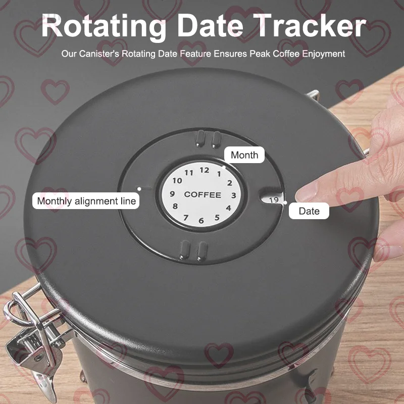 

1.2 1.5 1.8L Coffee Bean Jar Airtight Canister Sealed Stainless Steel With Spoon One Way Valve Cannister Coffee Storage Kitchen