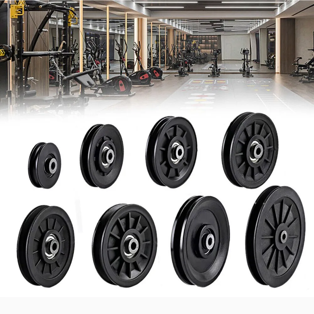 Fitness Equipment Parts Pulley Wheel Cable Machine Part Black Nylon Pulley Light Weight Good Wear Resistance Nylon Bearing