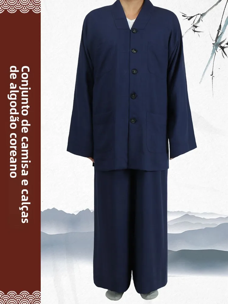 ensemble-de-robe-monastique-legere-d'ete-pour-homme-respirant-couleur-unie-decontracte-avec-boutons-decoratifs-veste-courte-en-coton-et-lin