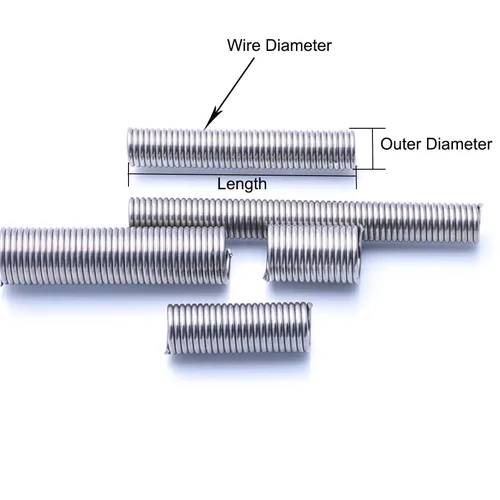 후크 없는 와이어 직경 0.7mm 익스텐션 용수철 OD 5mm 304 스테인레스 스틸 용수철 길이 10-120mm, 10 개 