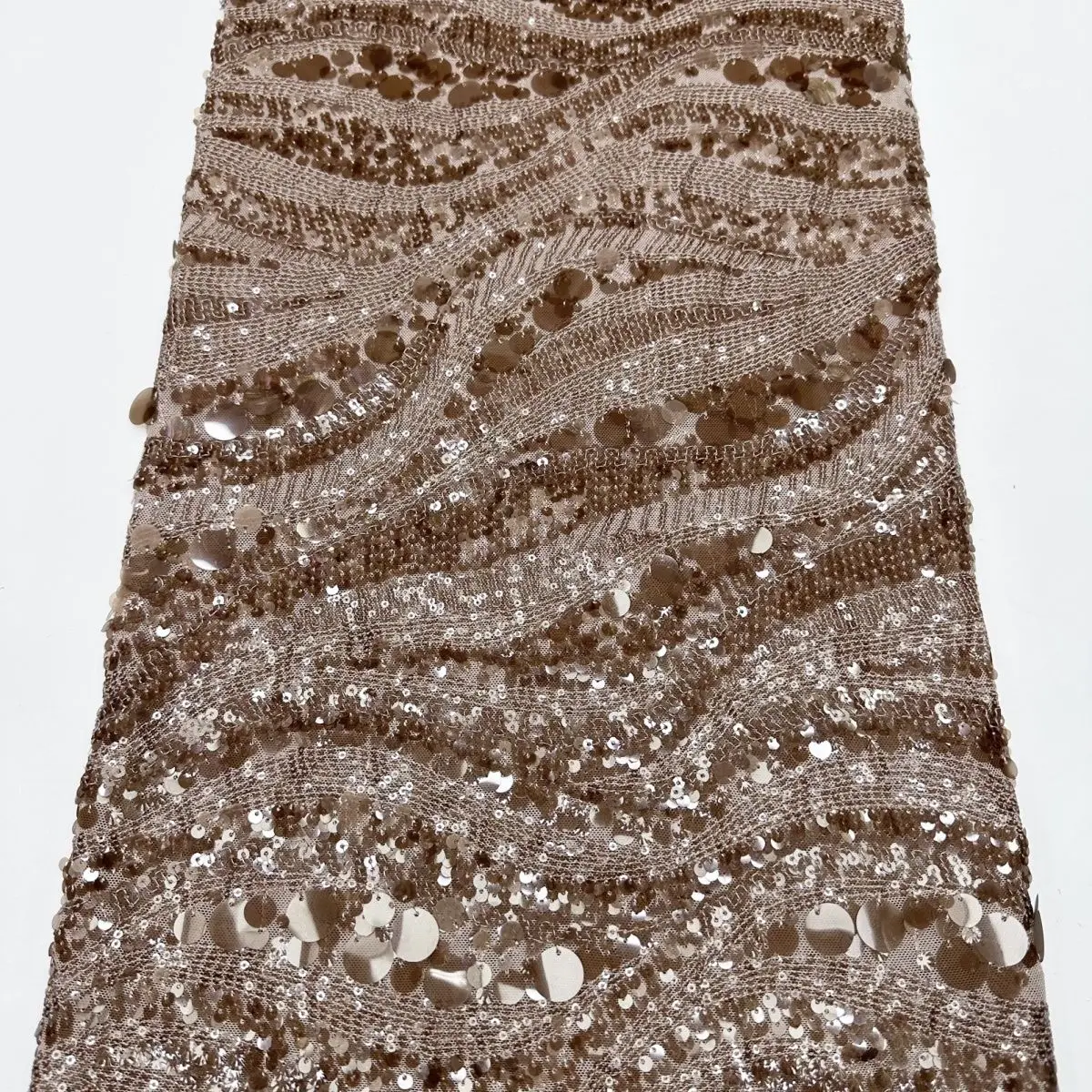 Full Beaded Sequin Embroidery Lace Mesh Fabric By The Yard Random Pattern For Evening Gown Stage Costume DIY Sewing Material
