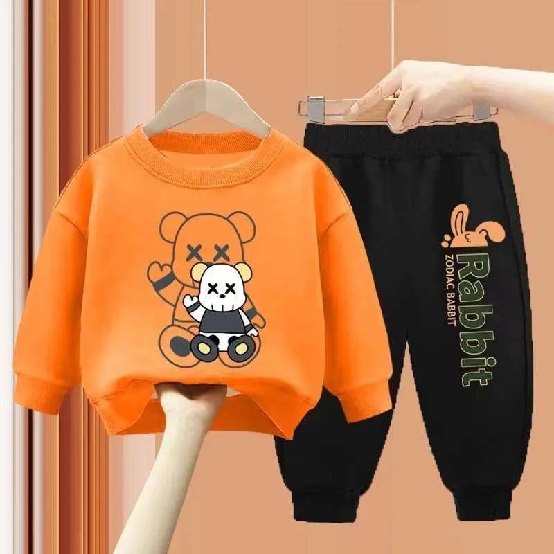 Autumn Baby Girl Boy Clothes Set Children Sports Doze Bear Sweatshirt Top and Pants Buttom Two Piece Suit Cotton Tracksuit