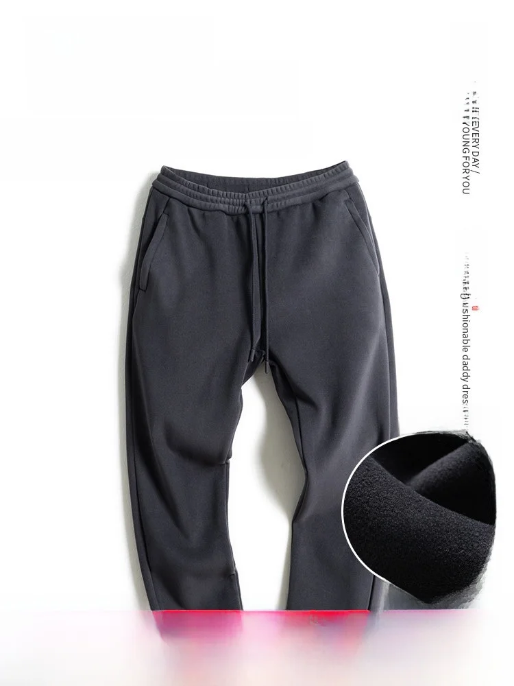 

Двусторонние зимние брюки Fce для папы, повседневные спортивные теплые мужские длинные брюки прямого кроя, высокоэластичные, из полиэстера B...