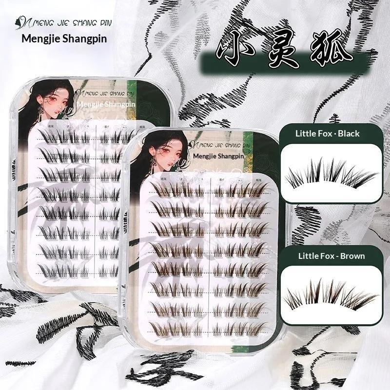 No Glue Little Fox Eyelashes Self-Adhesive Wispy False Lashes Natural Volume Eye Makeup Chinese Style  Black Brown 10-14mm