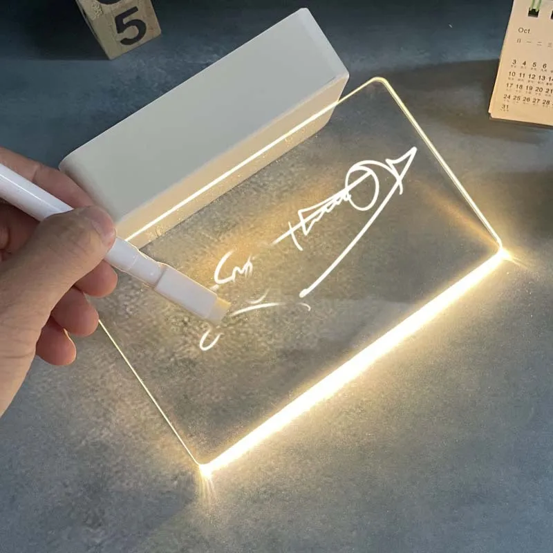 Weiße Basis wieder beschreibbares Nachtlicht mit Message Board Mädchen Schlafzimmer Schlaf licht niedlich weiches Licht Schreibtisch lampe Raum dekor Desktop-Geschenk