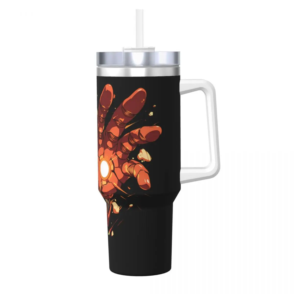 

Iron-Mans Stainless Steel Tumbler Camping Coffee Mug With Straws and Lid Large Car Mugs Hot Drinks Water Bottle