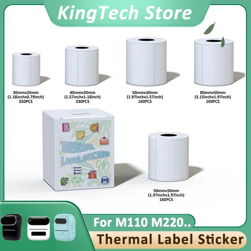 White Thermal Labels Self-Adhesive Compatible with M220/M110Printers Multi-Purpose for Home/School/Office Address/Barcode Labels