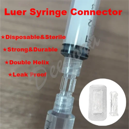 Leak Proof Double Helix Medical Sterile Luer Lock Adapter 10-100PCS Transparent Plastic Luer Syringe Connector Tool Parts