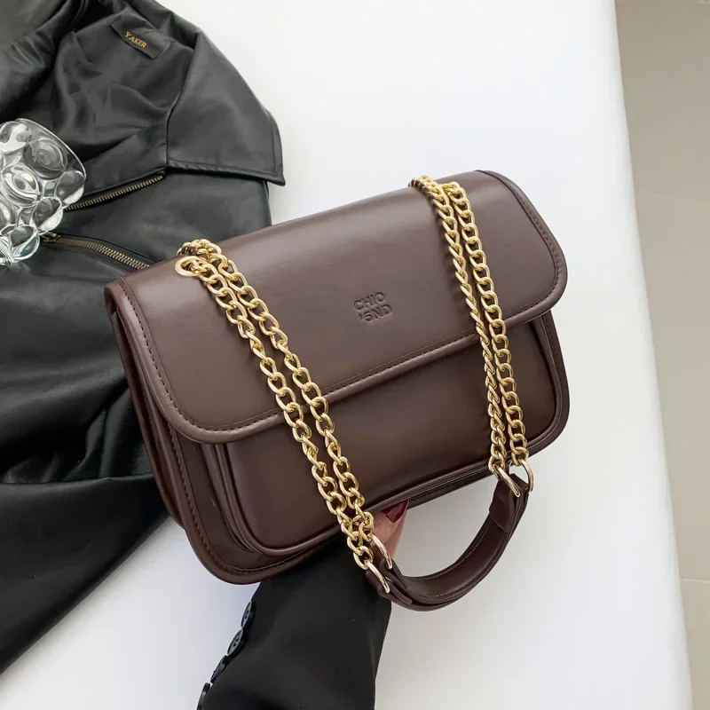 Luxury Handbag Black Coffee Women Bag Designer Underarm Shoulder Bag Top Quality Pu Leather Flap Messenger Bag Brand Sac A Main