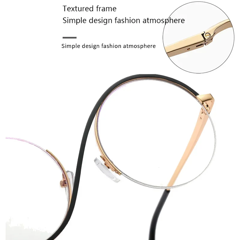 1PC Round Semi-Rimless S Shape Glasses Women Eyeglasses Big Frame Clear Lens Optical Eyewear Men Vintage Anti-Blue Light Glasses